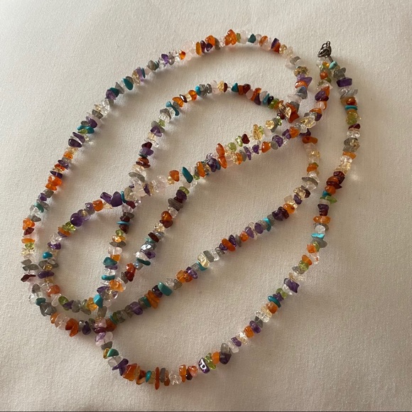 QVC SI India Glass Nugget Necklace Sterling Clasp - Picture 6 of 6